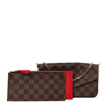 Louis Vuitton Damier Ebene Pochette Felicie Chain Wallet 3 of 15
