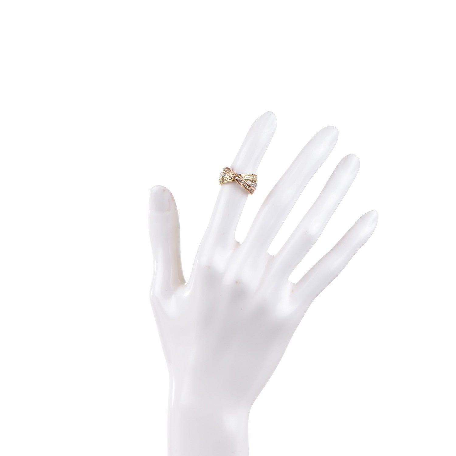 Cartier 18K Pink Yellow White Gold Diamond Trinity Ring 49 4.75 2 of 5