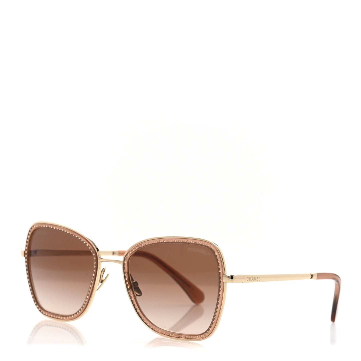 Square Frame Sequin Sunglasses 4277-B Gold Brown