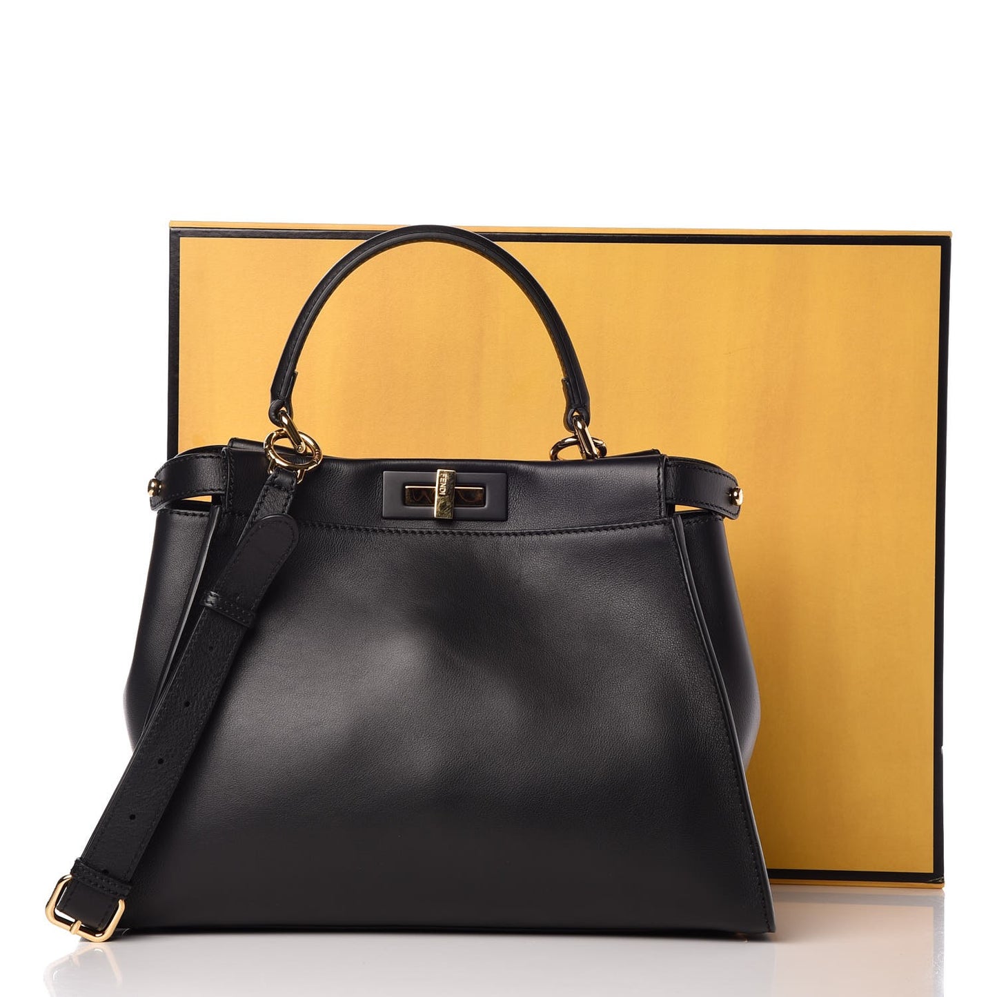 Vitello Seta Shiny Nappa Medium Peekaboo Iconic Satchel Black