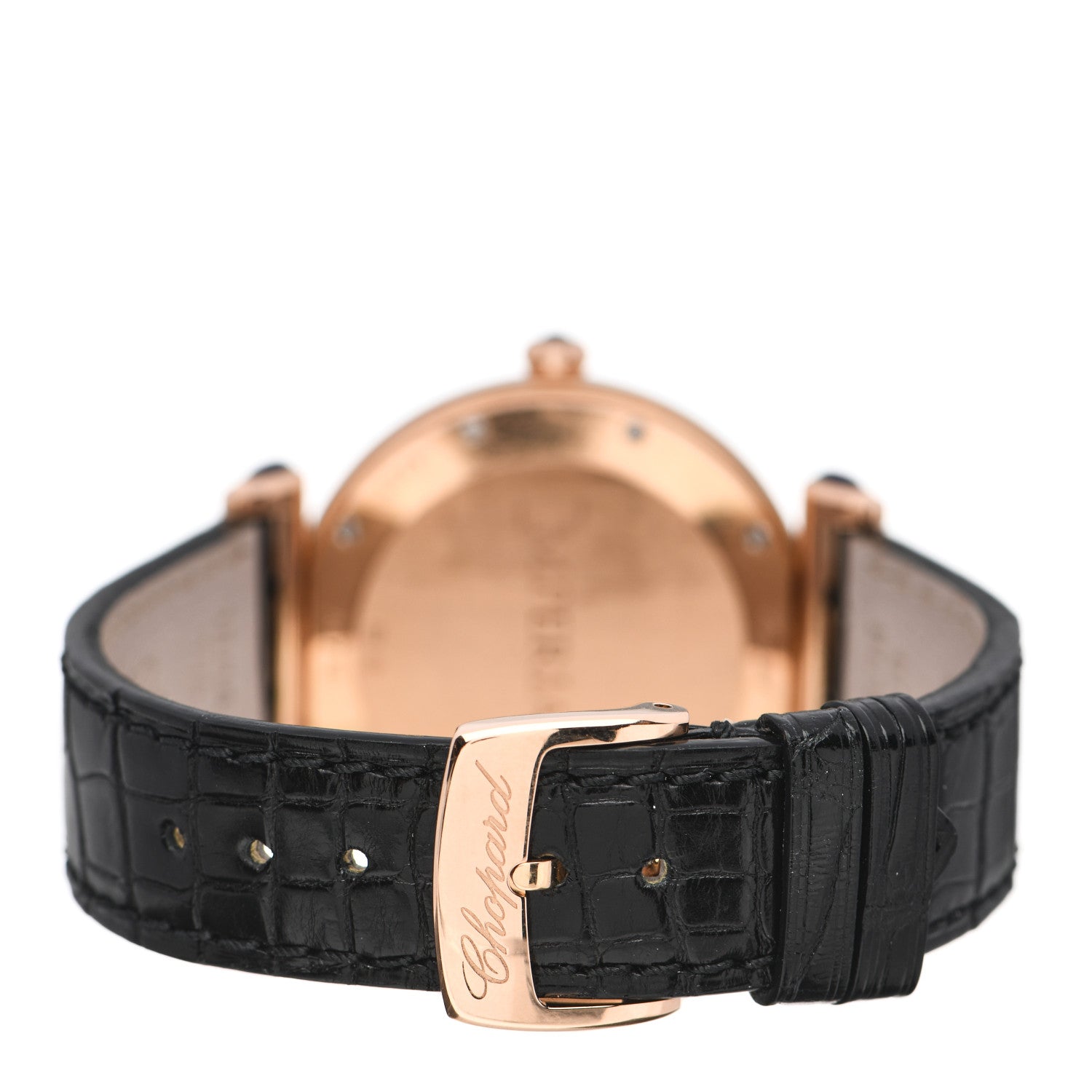 Chopard 18K Rose Gold Alligator Diamond Bezel 36mm Imperiale Quartz Watch Brown 3 of 5
