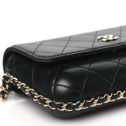 Chanel Lambskin Quilted Chain Around Clutch On Chain Black 9 of 10