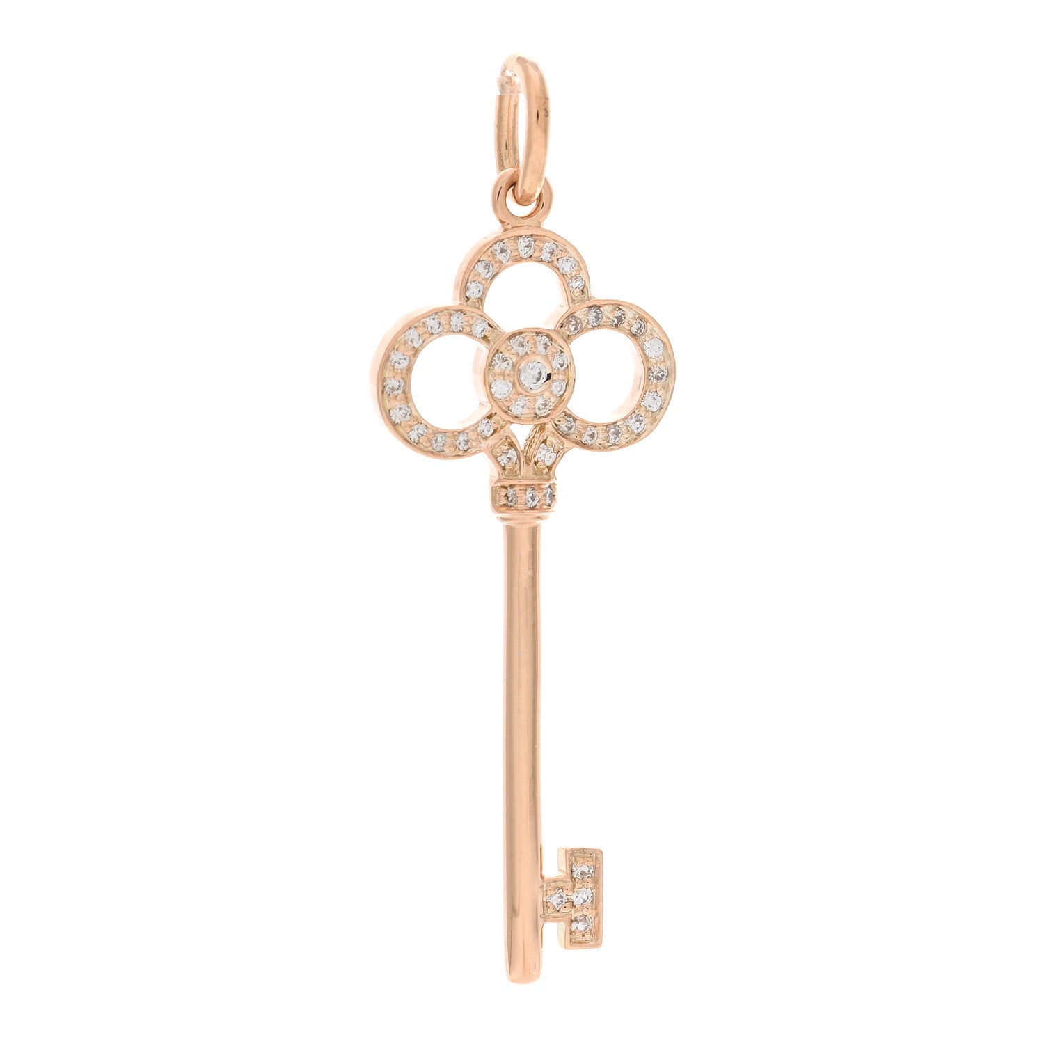 Tiffany 18K Rose Gold Diamond Crown Key Pendant 1 of 3