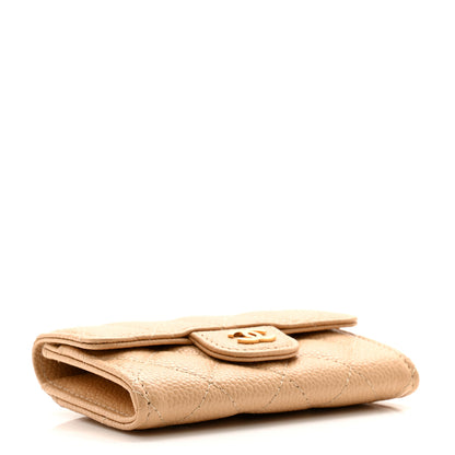 Chanel Caviar Quilted Flap Card Holder Wallet Beige 4 of 9