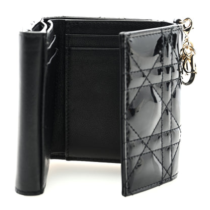 Christian Dior Patent Cannage Lady Dior Lotus Wallet Black 5 of 6