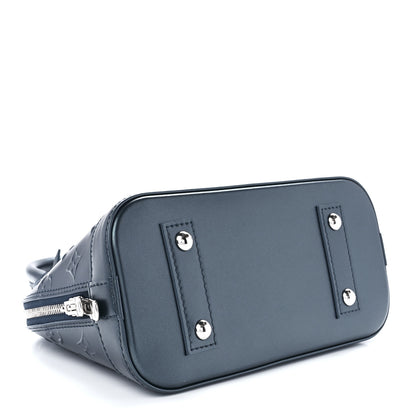 Louis Vuitton Metallic Calfskin Debossed Monogram Alma BB Steel Blue 3 of 10