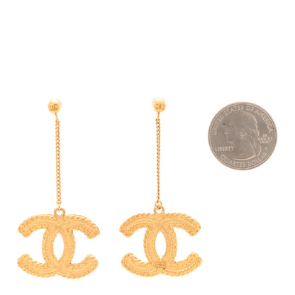 Chanel CC Drop Earrings Matte Gold 2 of 5