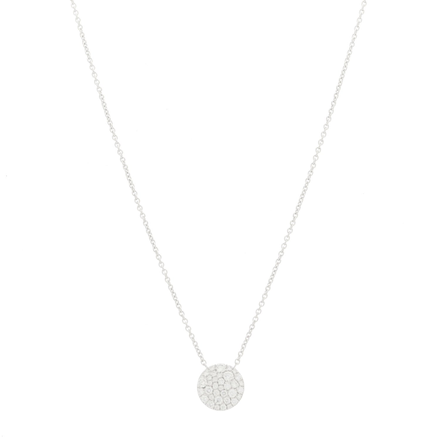 Tiffany 18K White Gold Diamond Round Pave Pendant Necklace 1 of 5