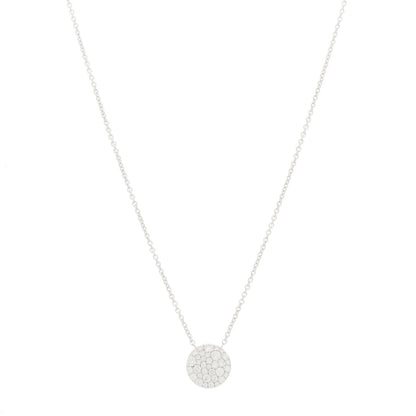 Tiffany 18K White Gold Diamond Round Pave Pendant Necklace 1 of 5