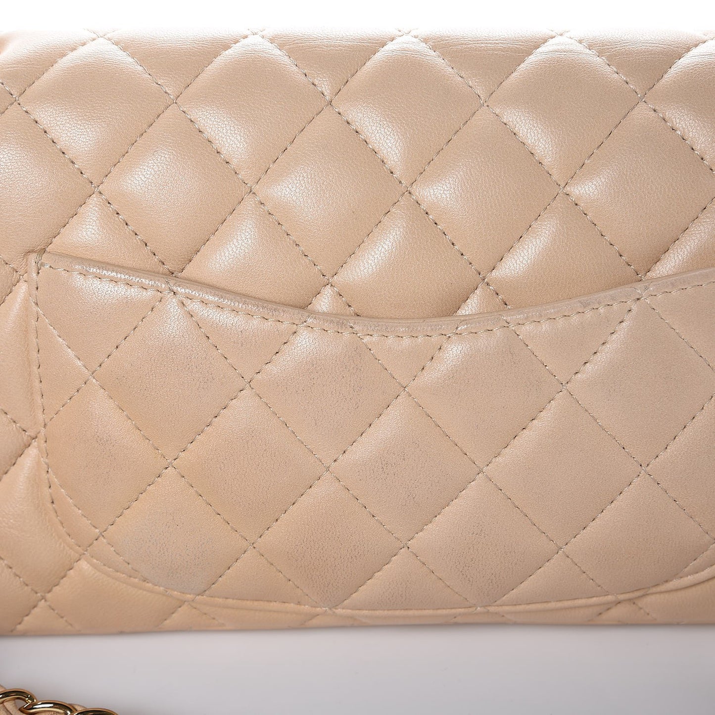 Lambskin Quilted East West Flap Beige Clair