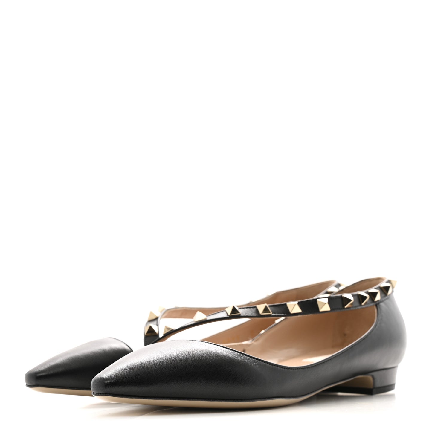 Nappa Rockstud Cross Strap D’Orsay Flats 37 Black Poudre
