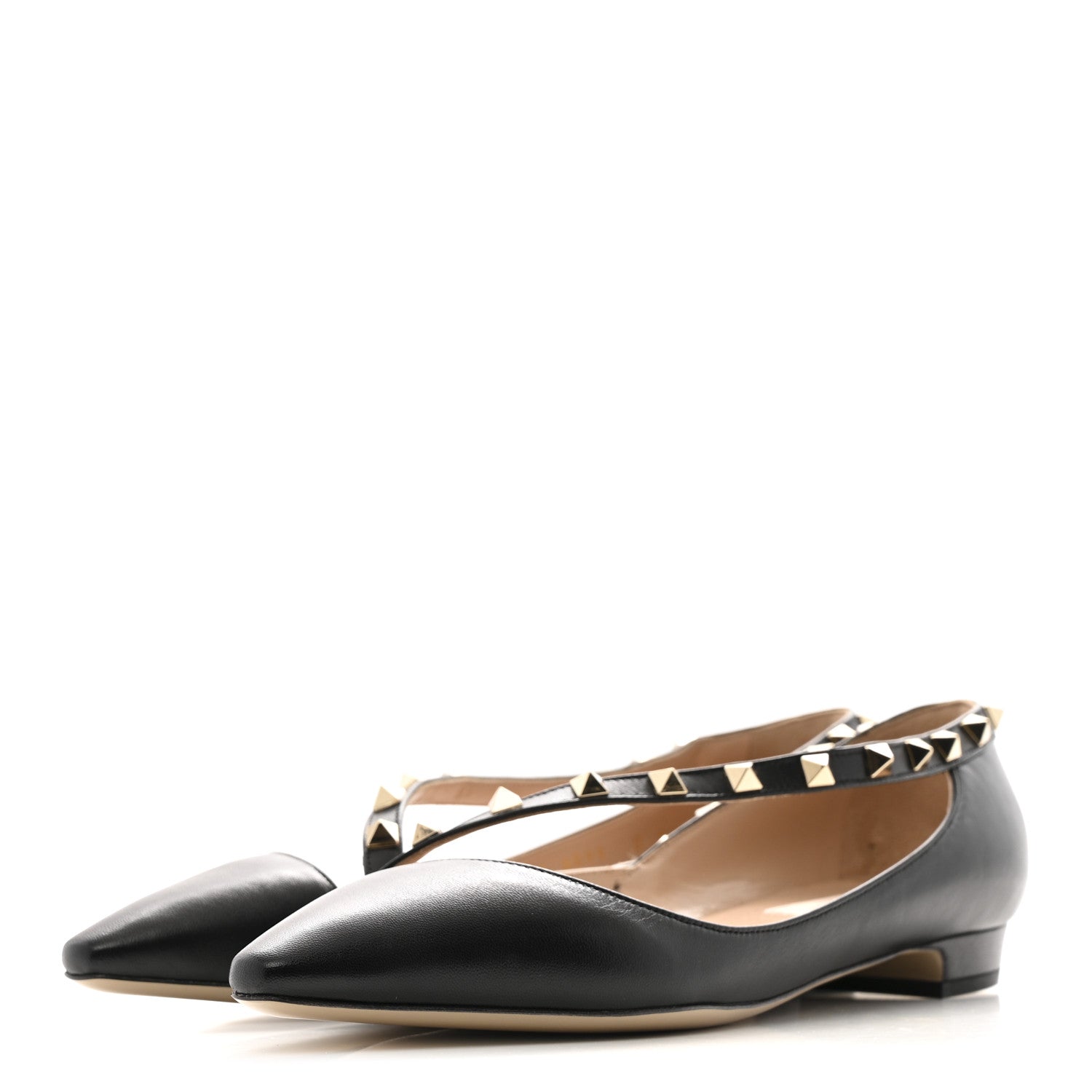 Valentino Garavani Nappa Rockstud Cross Strap D’Orsay Flats 37 Black Poudre 4 of 10