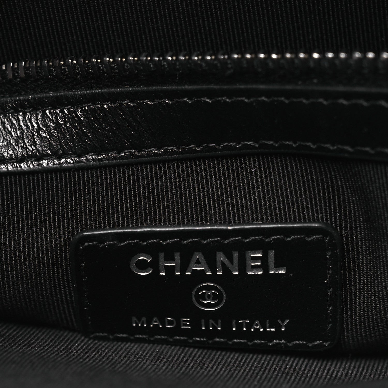Chanel Shiny Calfskin Crystal Pearl Logo Cosmetic Case Black 6 of 11