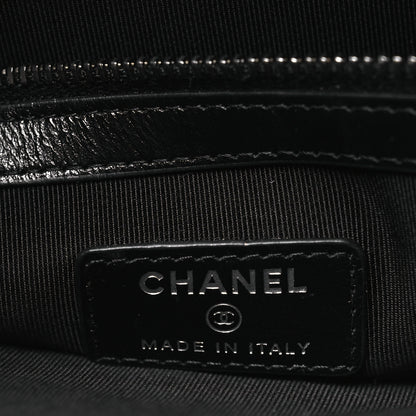 Chanel Shiny Calfskin Crystal Pearl Logo Cosmetic Case Black 6 of 11