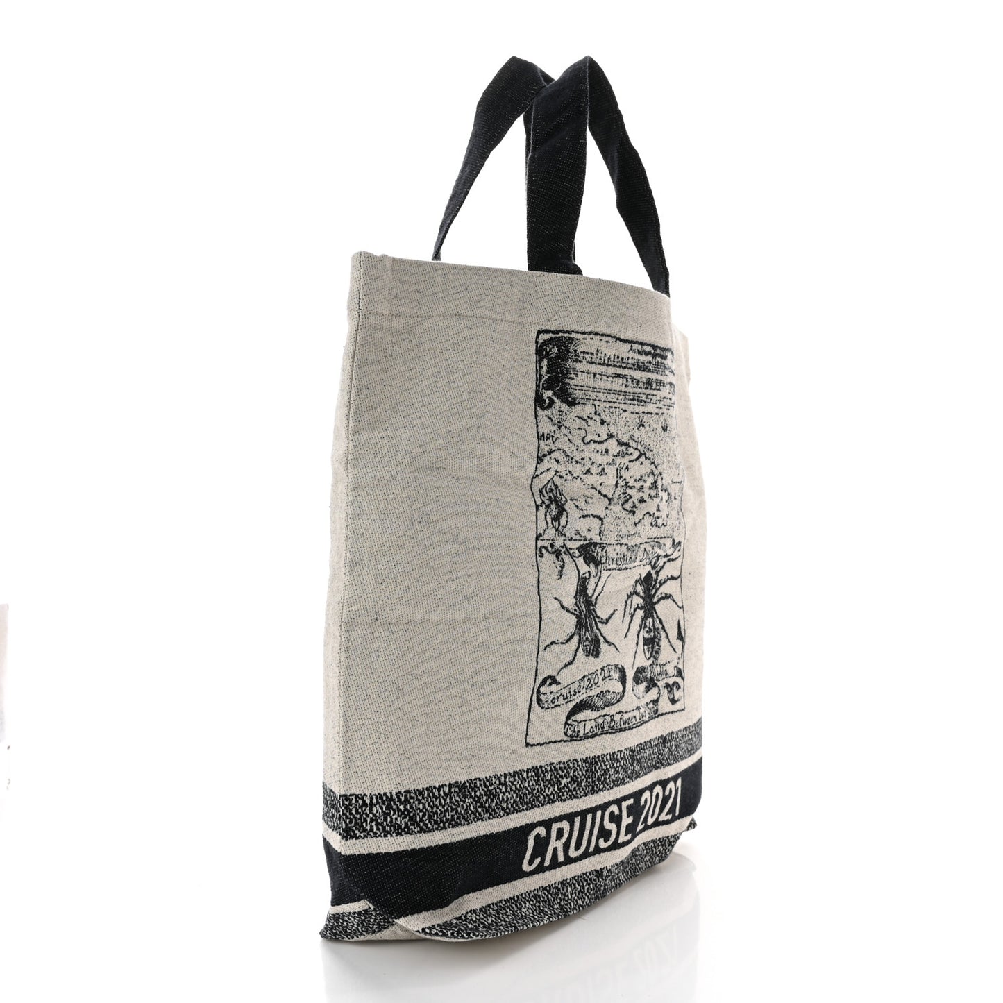Canvas Print Cruise Tote Ivory Black