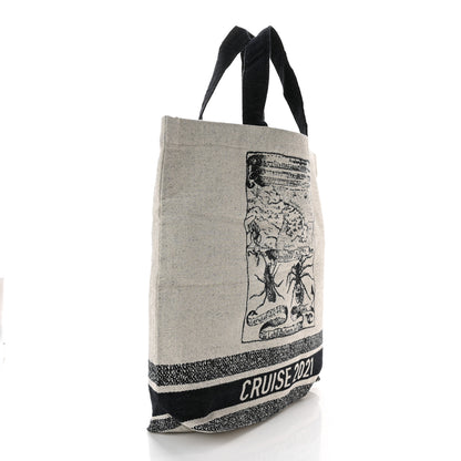 Christian Dior Canvas Print Cruise Tote Ivory Black 3 of 9