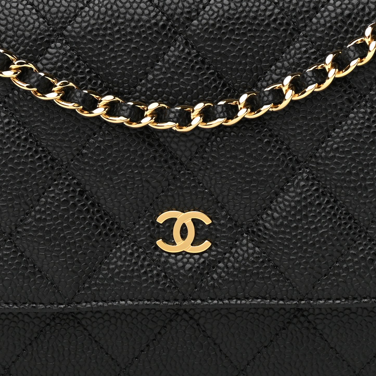 Caviar Quilted Wallet On Chain WOC Black