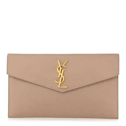 Saint Laurent Grain De Poudre Uptown Pouch Dark Beige 1 of 10