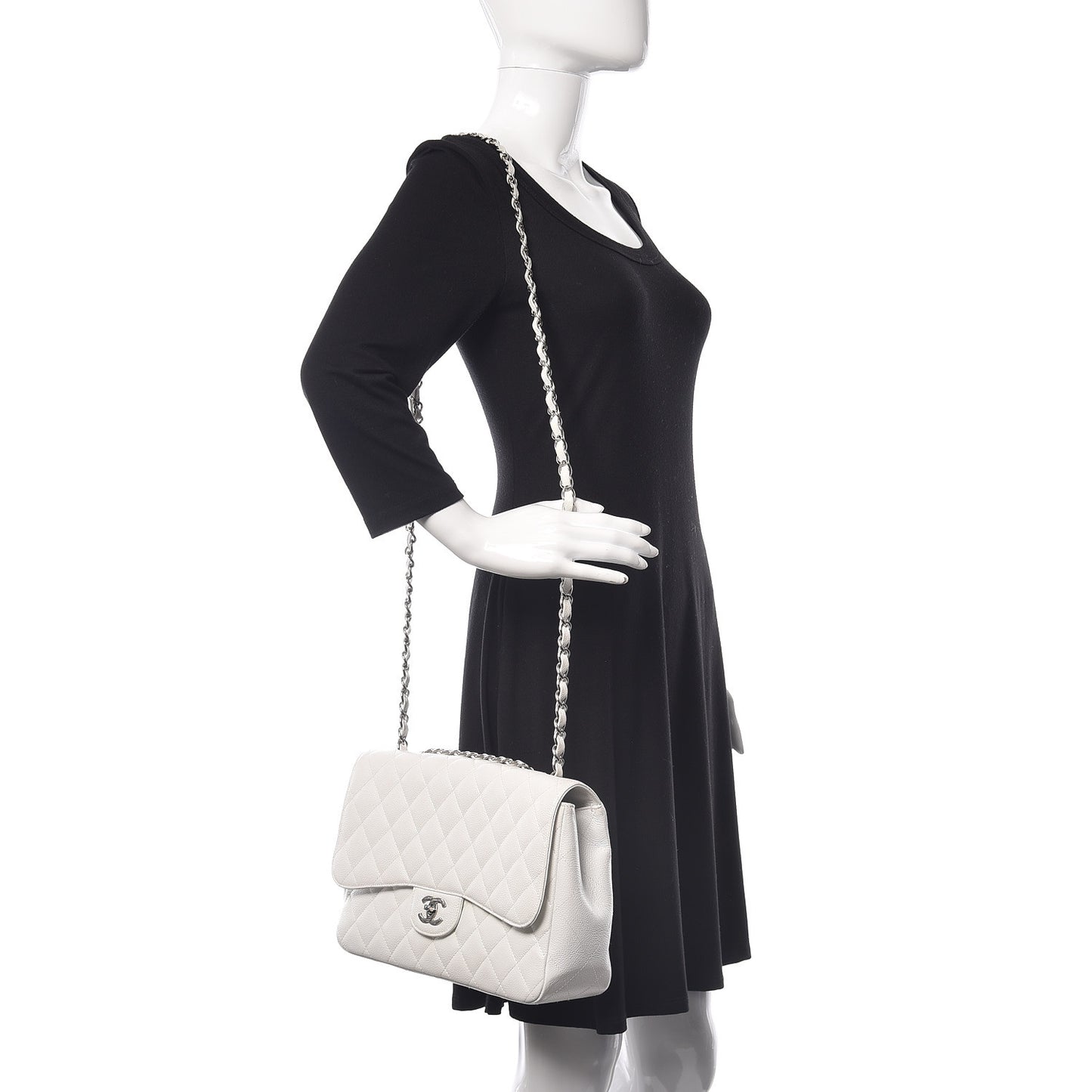 Caviar Quilted Jumbo Single Flap White