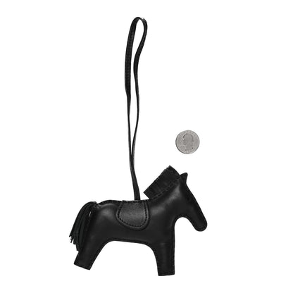 Hermes Milo Lambskin Grigri Rodeo Horse Bag Charm MM So Black 2 of 4