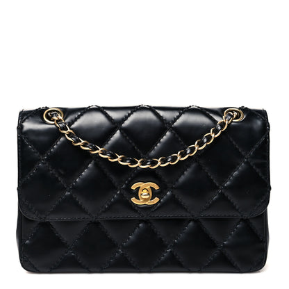 Chanel Glazed Calfskin Stitched Small Flap Black 1 of 9