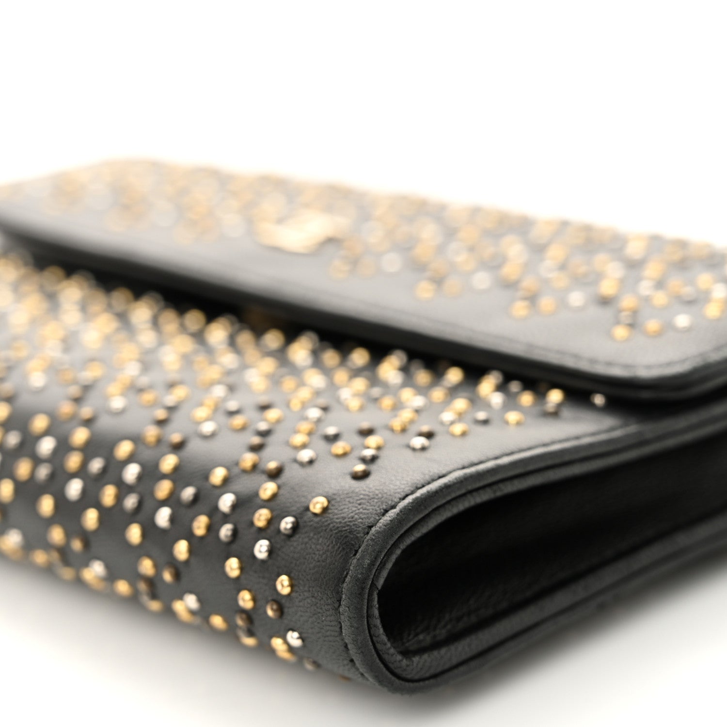 Chanel Lambskin Studded Wallet on Removable Chain Black 11 of 11