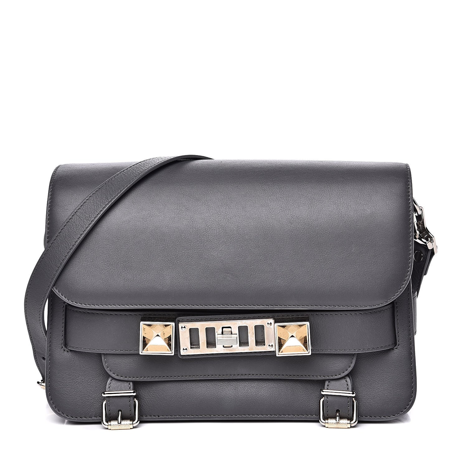 Smooth Calfskin PS11 Classic Shoulder Bag Heather Grey
