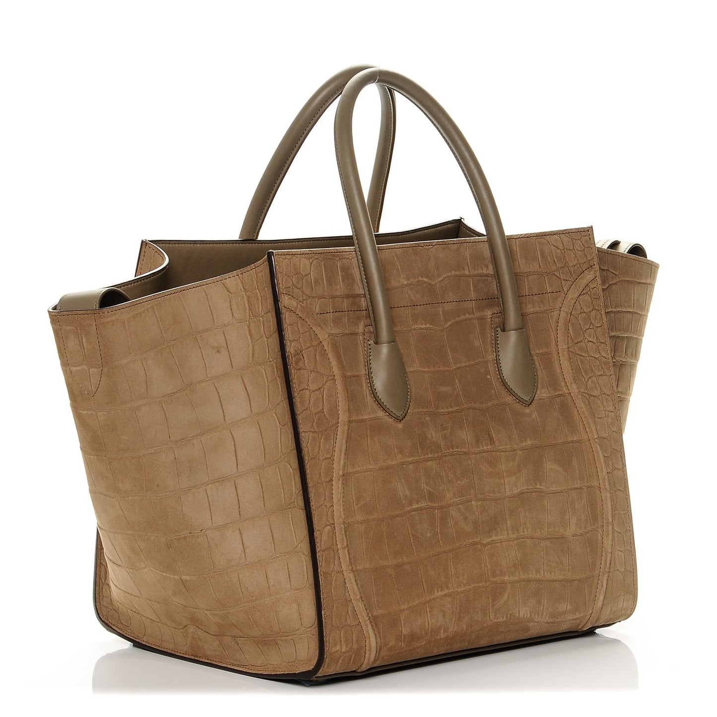 Crocodile Embossed Nubuck Medium Phantom Luggage Beige