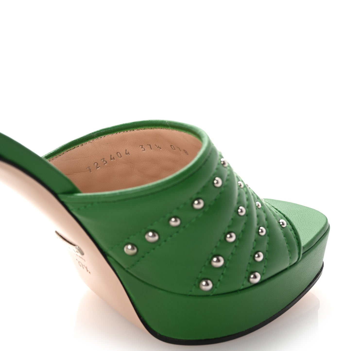Calfskin Embellished Claire Mules 37.5 Spring Green