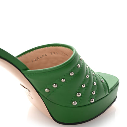 Gucci Calfskin Embellished Claire Mules 37.5 Spring Green 9 of 10