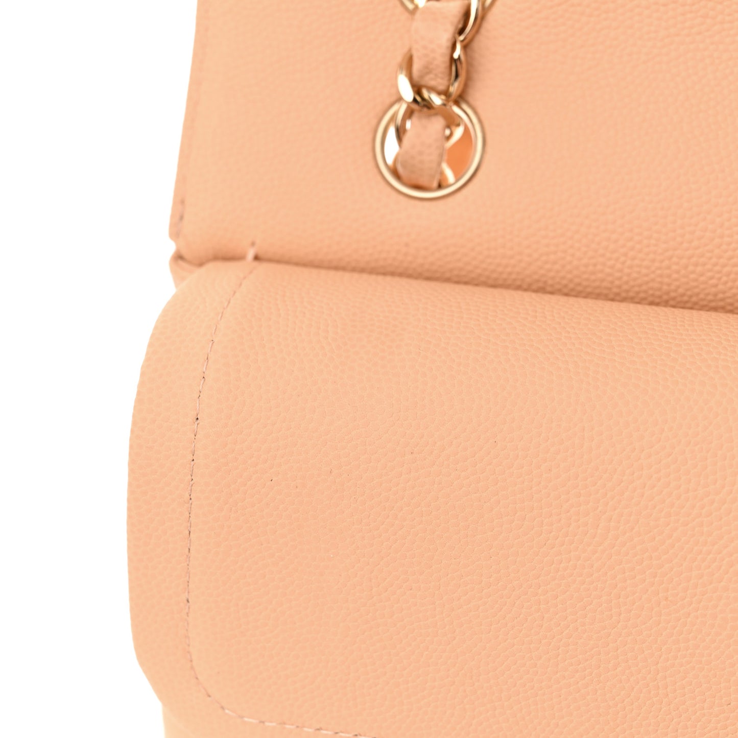 Caviar Chevron Quilted Medium Double Flap Beige
