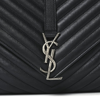 Saint Laurent Sheepskin Matelasse Chevron Monogram Large College Satchel Black 7 of 9