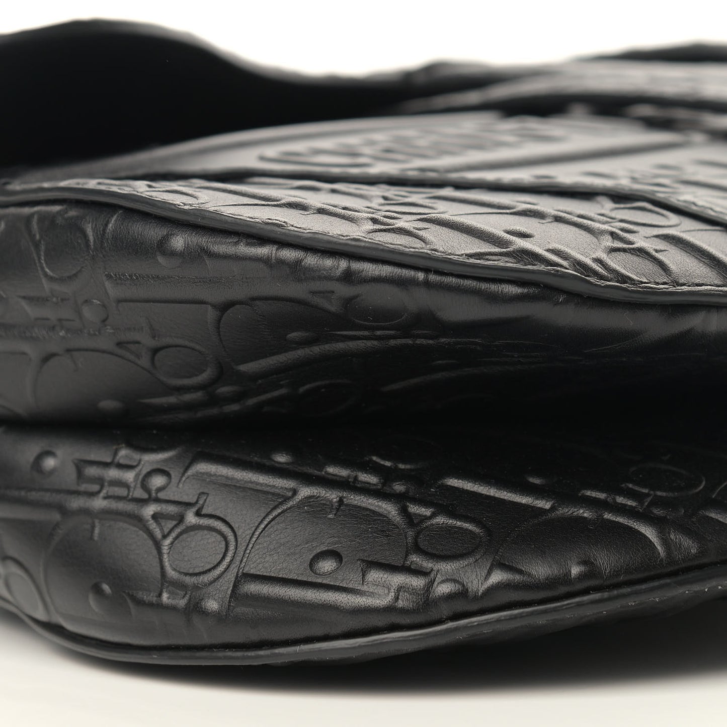 Calfskin Embossed Oblique Saddle Bag Black
