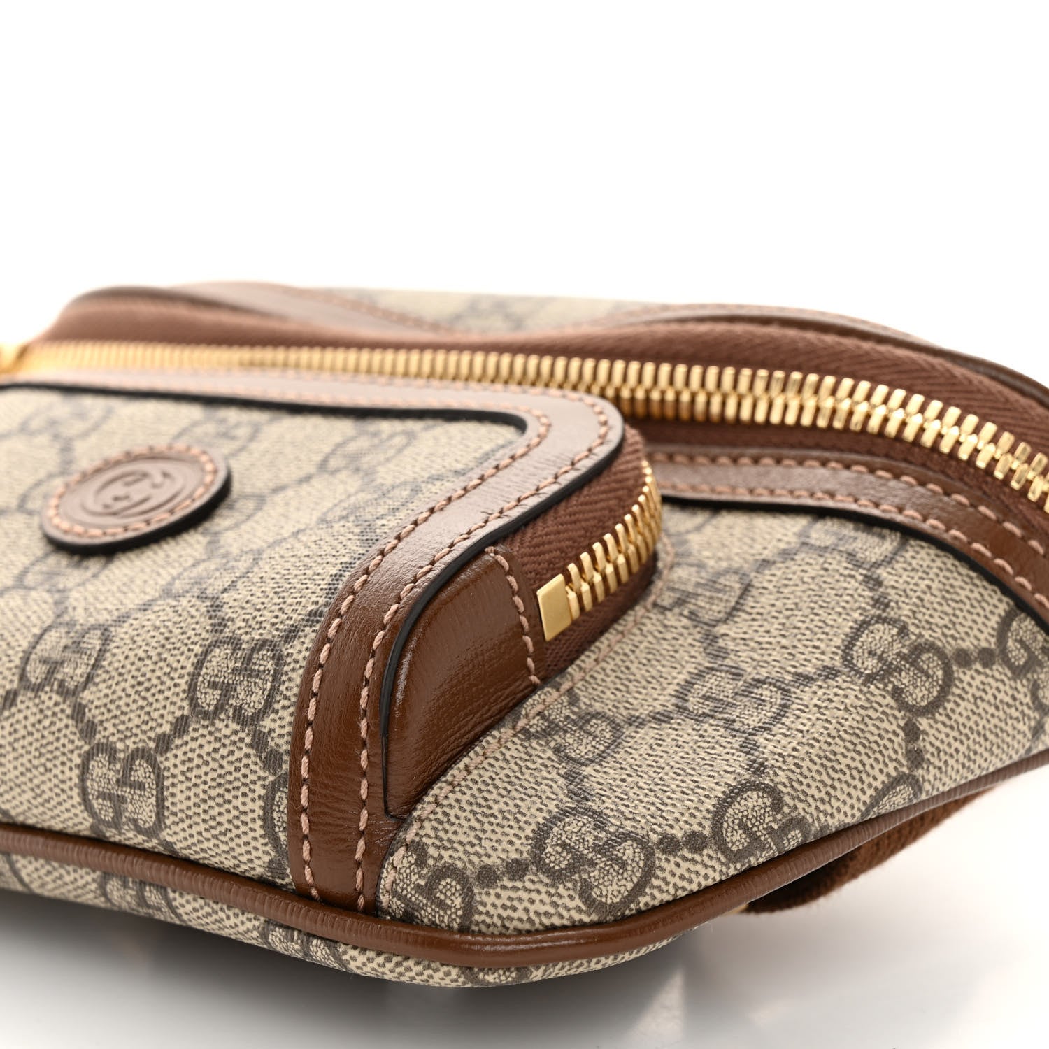 Gucci GG Supreme Monogram Textured Calfskin Retro Interlocking G Belt Bag Beige Ebony Brown Sugar 11 of 12