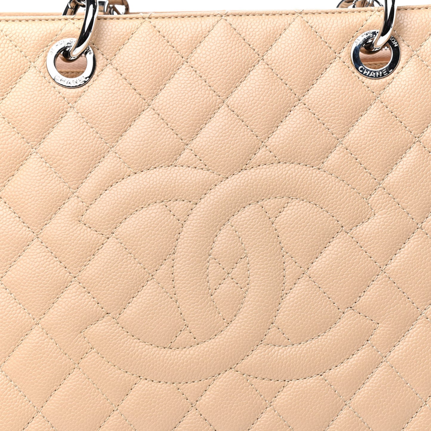 Caviar Quilted Grand Shopping Tote GST Beige Clair