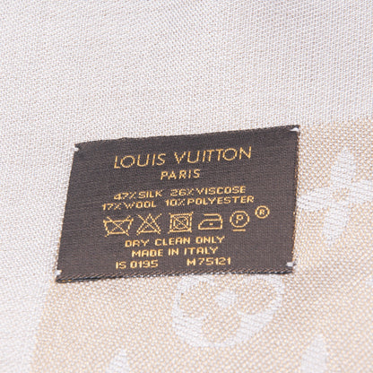 Louis Vuitton Silk Wool Monogram Shine Shawl Beige 4 of 4