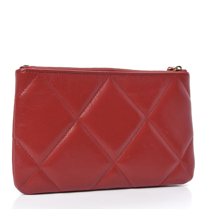 Chanel Shiny Goatskin Quilted Small 19 Pouch Red 3 of 12