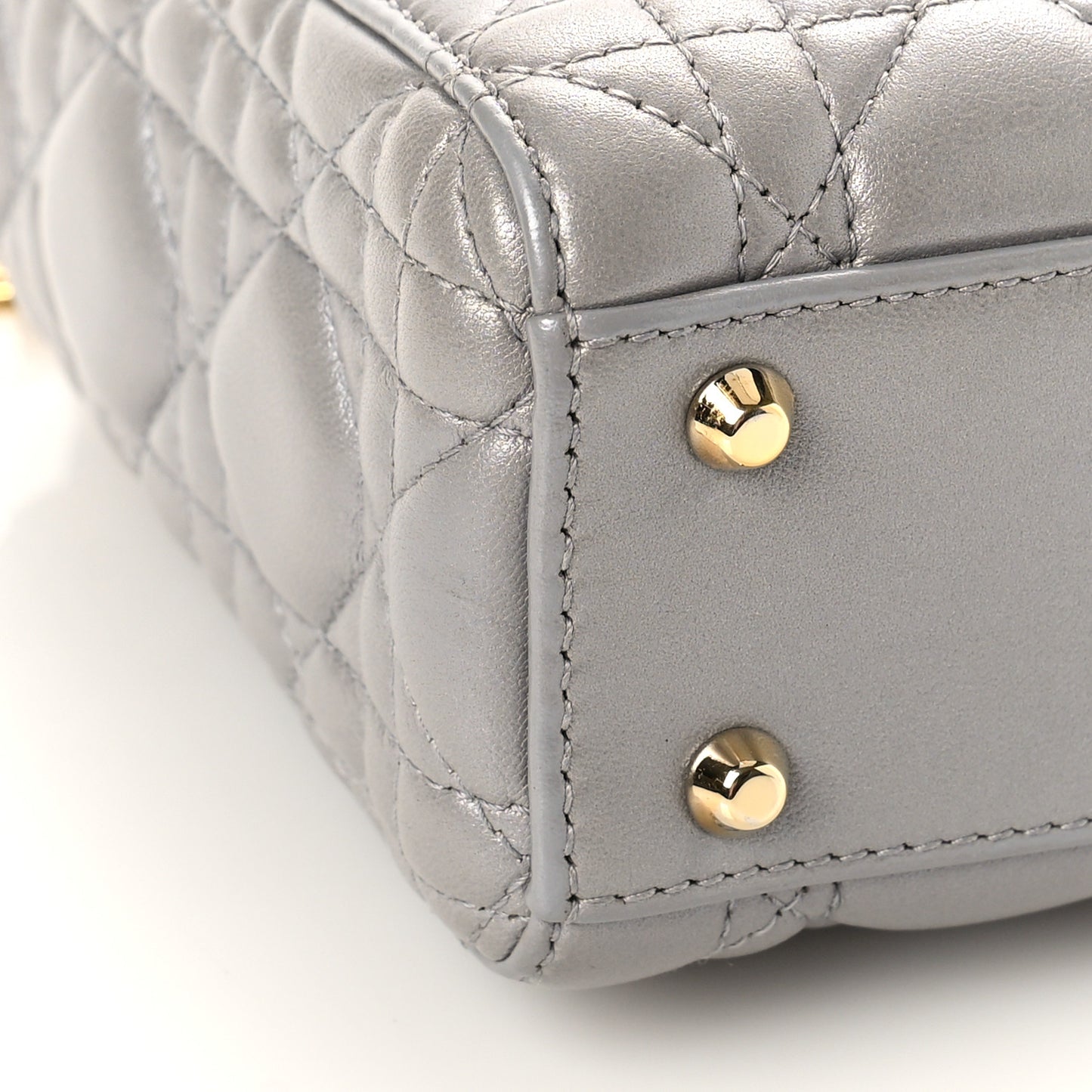Lambskin Cannage Mini Lady Dior Gray Opaline