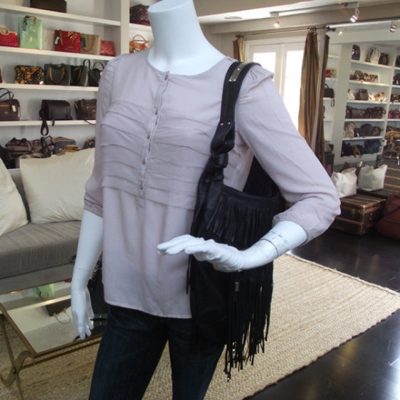 Jimmy Choo Leather Diane Kid Fringe Hobo Black 2 of 9