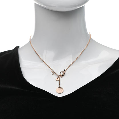Hermes 18K Rose Gold Diamond PM Ex-Libris Pendant Necklace 2 of 5