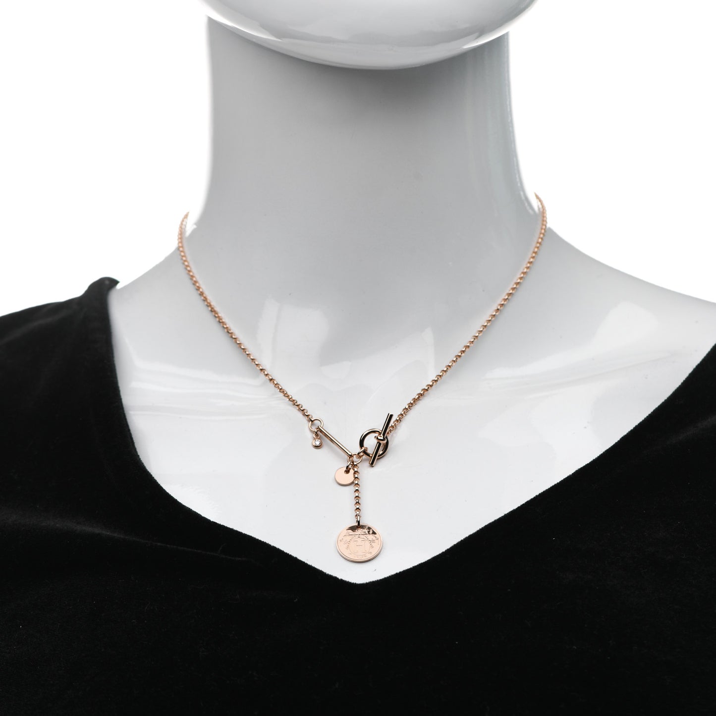 18K Rose Gold Diamond PM Ex-Libris Pendant Necklace