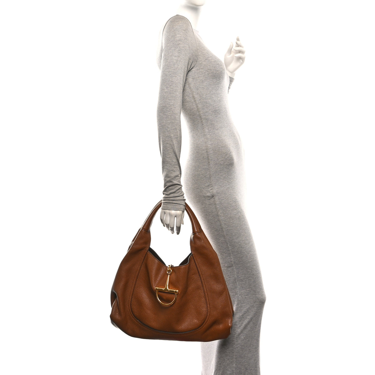 Gucci Grained Calfskin Softbit Maxi Shoulder Bag Brown 2 of 10