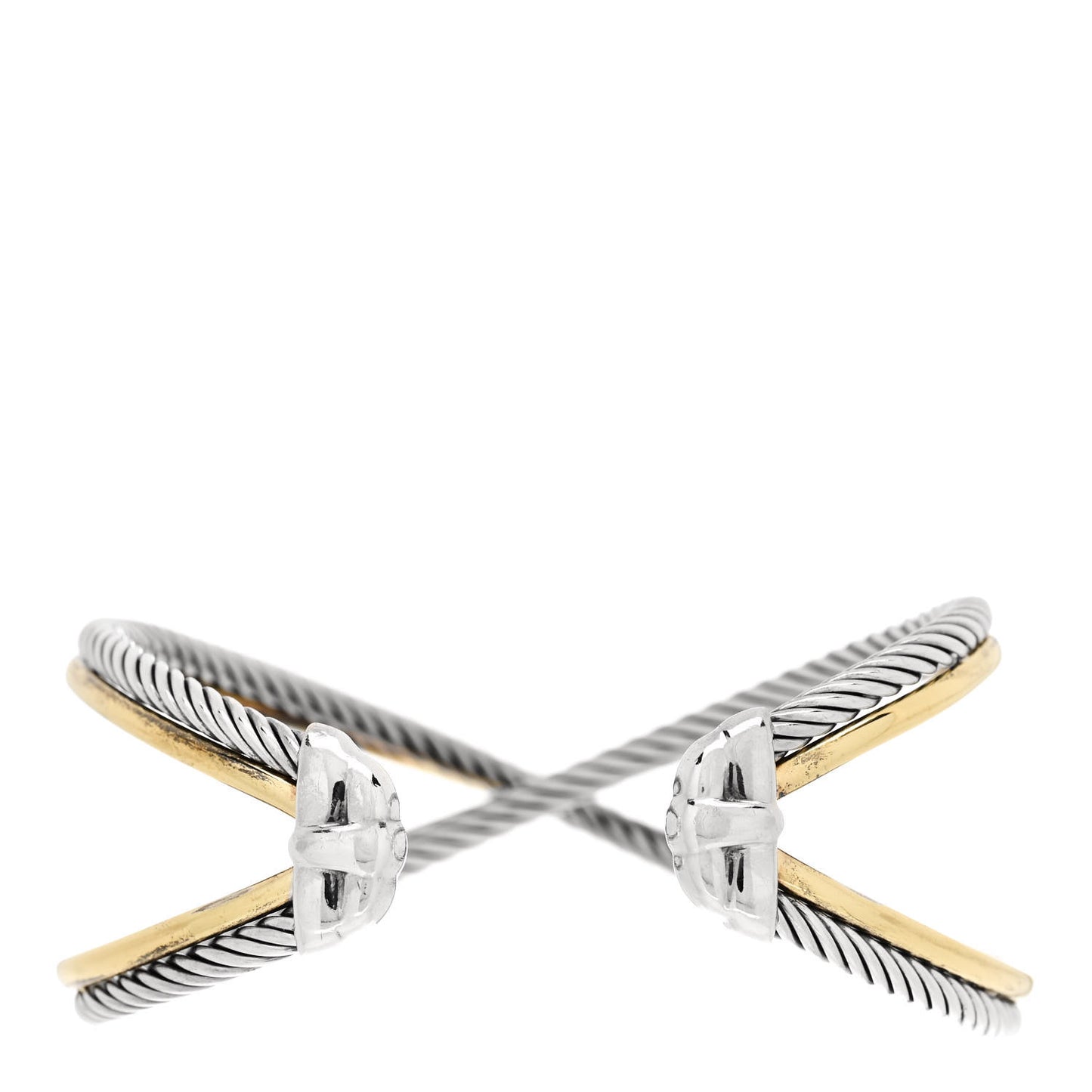 Sterling Silver 18K Yellow Gold 26mm Crossover X Cuff Bracelet