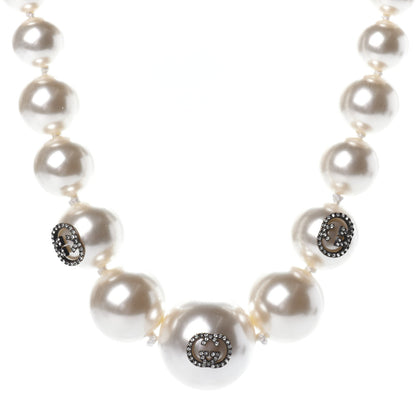 Gucci Crystal Pearl Strawberry Necklace Gold 1 of 4