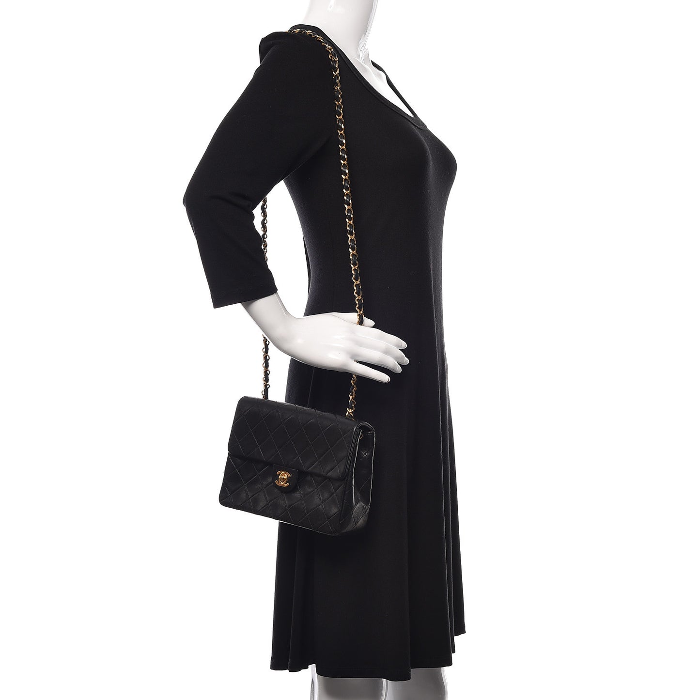 Lambskin Quilted Mini Square Flap Black