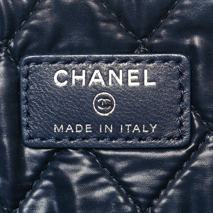 Chanel Lambskin Large Airline Zipper Cosmetic Case Blue Black Red 6 of 14