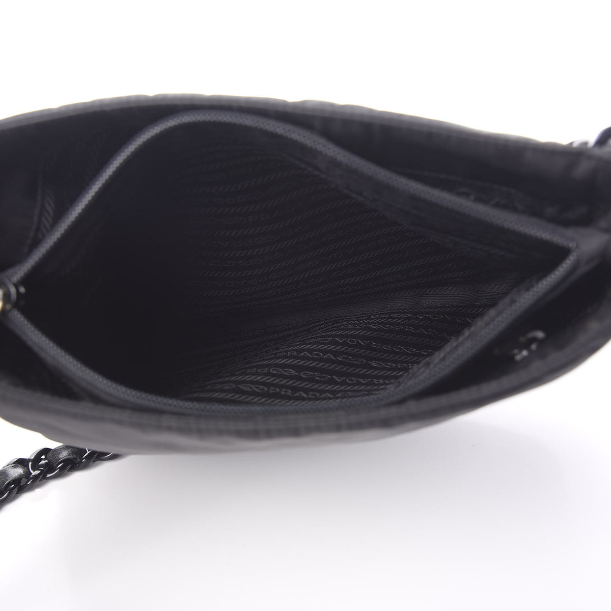 Tessuto Nylon Chain Shoulder Bag Black