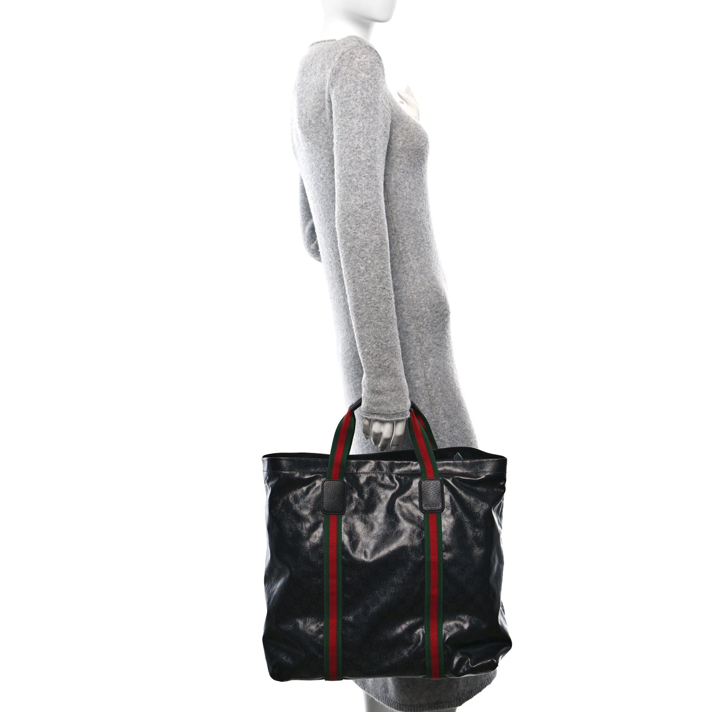 Crystal GG Monogram Web Tote Black