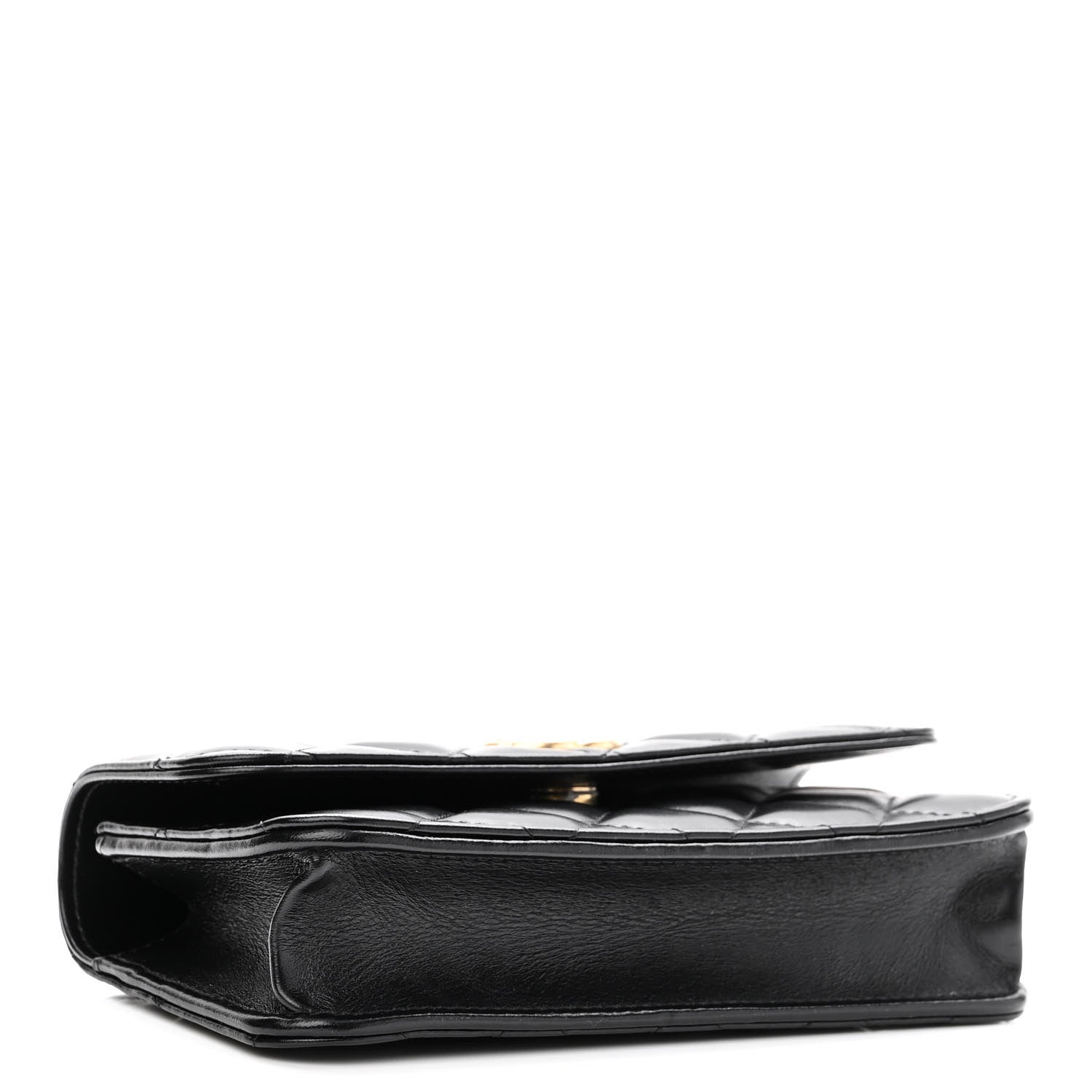 Chanel Shiny Calfskin Quilted Top Handle Flap Phone Holder With Chain Black 3 of 10