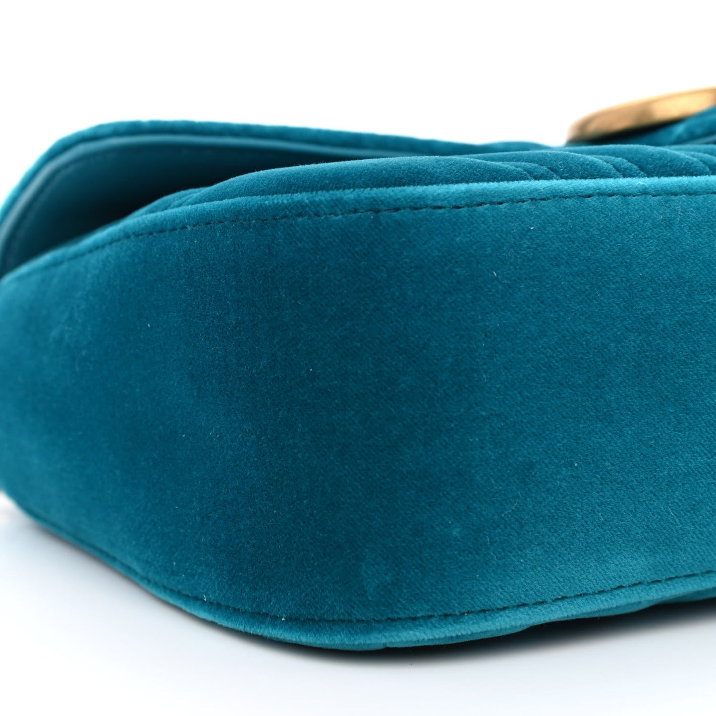 Velvet Matelasse Small GG Marmont Shoulder Bag Pavone Cyan